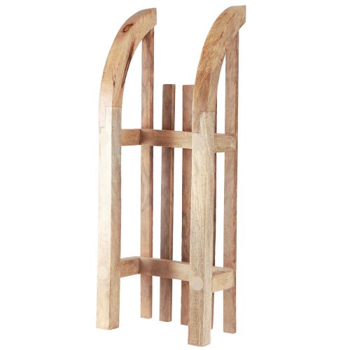 Article Décoration de table en bois de traîneau naturel, décoration d&#39;hiver en bois de manguier 60×23×15cm