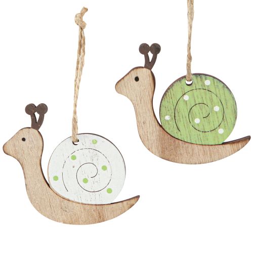 Décoration décorative en bois d&#39;escargot à suspendre vert naturel 6,5 cm 12 pièces