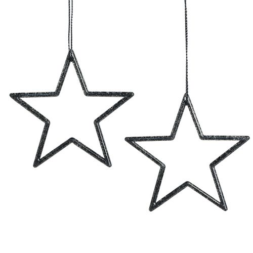 Floristik24 Étoiles déco à suspendre paillettes noires Ø7,5cm 40 pcs