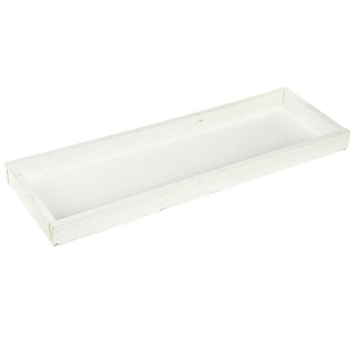 Floristik24 Plateau décoratif plateau oblong en bois blanc shabby 42×14×3cm 3pcs