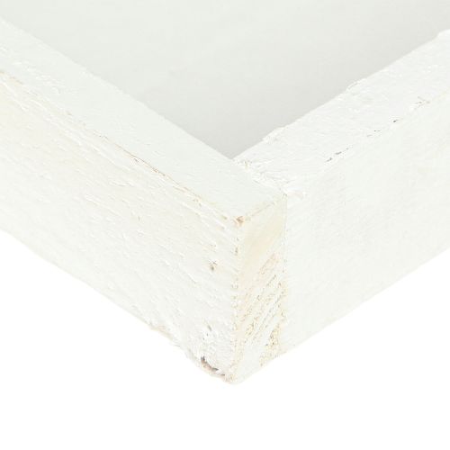 Article Plateau décoratif plateau oblong en bois blanc shabby 42×14×3cm 3pcs