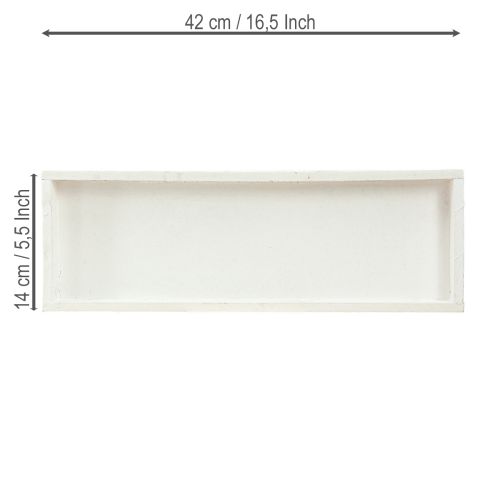 Article Plateau décoratif plateau oblong en bois blanc shabby 42×14×3cm 3pcs