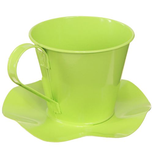 Article Tasse à thé déco métal avec assiette vert clair Ø12 H10cm 8 pcs