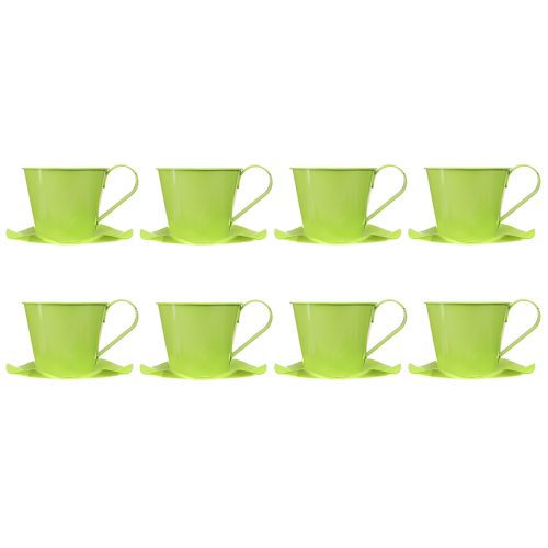 Article Tasse à thé déco métal avec assiette vert clair Ø12 H10cm 8 pcs