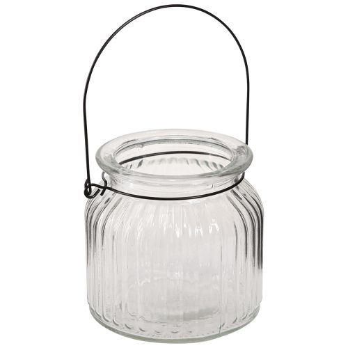 Floristik24 Vase décoratif rétro anse lanterne en verre Ø10cm H10cm 2pcs