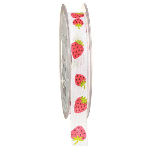 Floristik24 Ruban décoratif fraises ruban en tissu ruban de printemps 15mm 20m