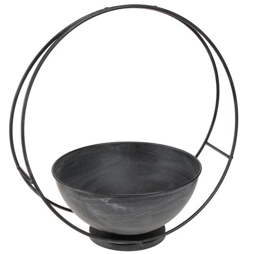 Bol décoratif en métal avec anneau décoratif anthracite Ø22,5cm H33cm