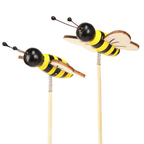 Bouchon décoratif abeilles décoration bois noir jaune 6cm H35cm 8 pièces