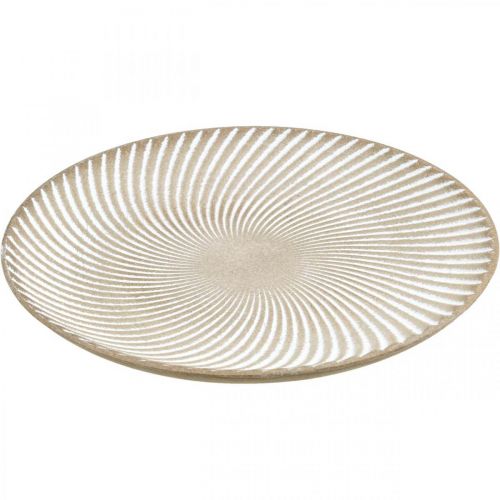 Article Assiette déco ronde blanc marron cannelures décoration de table Ø35cm H3cm