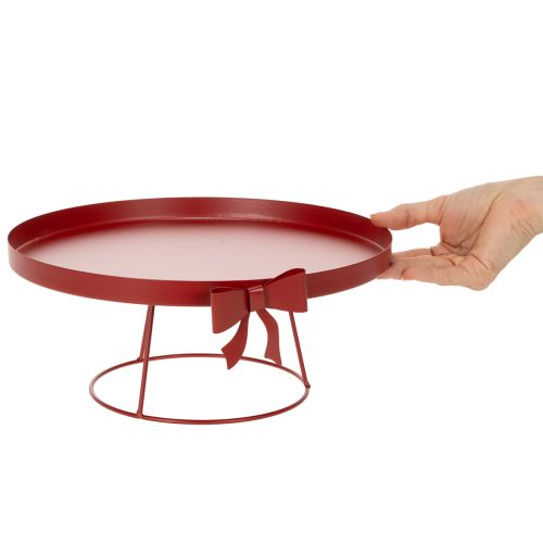 Article Ensemble de plateaux décoratifs en métal rouge avec nœud, 30 cm et 25 cm, lot de 2