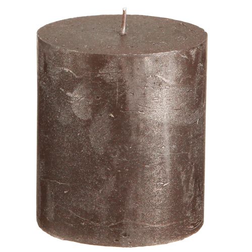 Bougies unies marron cuivre métallisé 70×80mm 4 pcs