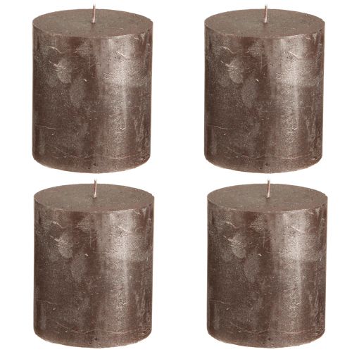 Article Bougies unies marron cuivre métallisé 70×80mm 4 pcs