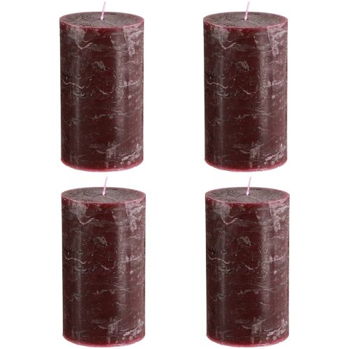 Article Bougies de couleur unie Bougies piliers bordeaux 70×120mm 4 pcs