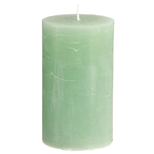 Floristik24 Bougies de couleur unie bougies pilier en jade vert 70×120mm 4 pcs