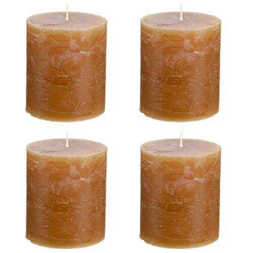 Article Bougies de couleur unie bougies pilier caramel 70×80mm 4 pcs