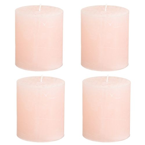 Article Bougies unies roses bougies piliers rose clair 70×80mm 4 pcs