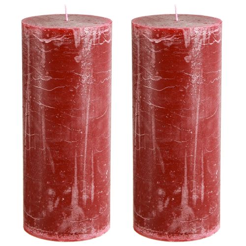 Article Bougies piliers de couleur unie rouge foncé 85x200mm 2 pcs