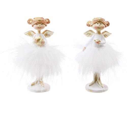 Figurines décoratives de Noël ange en or blanc H10,5cm 2pcs