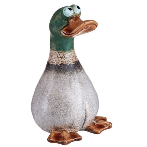 Canards déco céramique Marron Vert Canard assis 17,5cm 2pcs