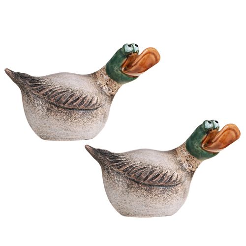 Article Canards déco en céramique printemps Marron Vert 15cm 2pcs