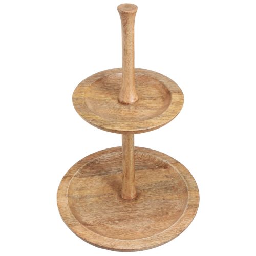 Présentoir à gâteaux décoration bois 2 étages naturel rond Ø31/20cm H45cm