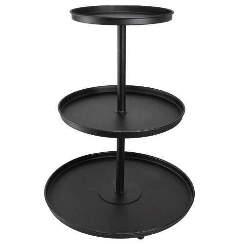 Article Présentoir à gâteaux noir 3 étages pieds ronds en métal Ø40cm H52cm