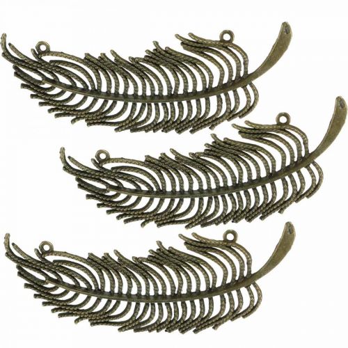 Floristik24 Plumes décoratives, pendentifs bijoux, plumes en métal, décoration éparse bronze L8cm 10 pièces