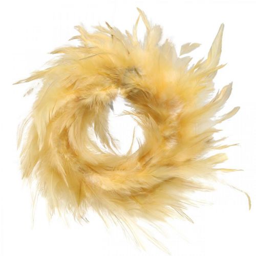 Couronne de plumes jaune petit Ø11cm vraies plumes
