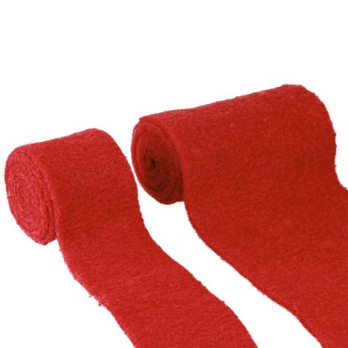 Floristik24 Ruban feutre ruban de laine rouge ruban décoratif W7/15cm L1m/1m lot de 2