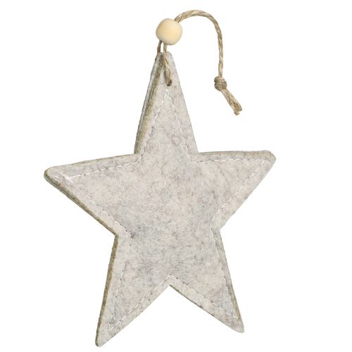 Article Étoiles en feutre à suspendre pour décorations de sapin de Noël beige 13 cm 6 pcs