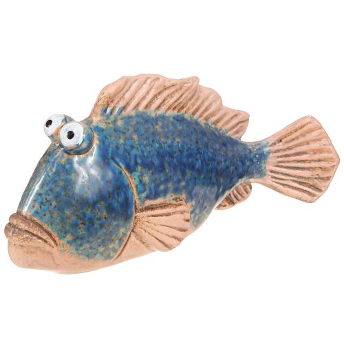 Décoration de poisson en céramique bleue, décoration d&#39;été naturelle 22×7×11cm