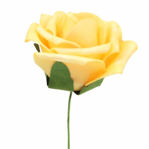 Article Rose en mousse Ø7,5cm jaune 18 pcs