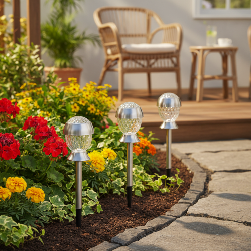 Article Lampes solaires de jardin, globes lumineux avec piquet de terre, 36 cm, lot de 4