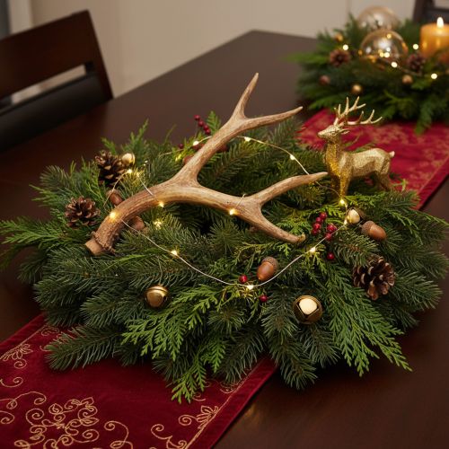 Article Geweihe décoratif en résine 32 cm tons naturels pour intérieur