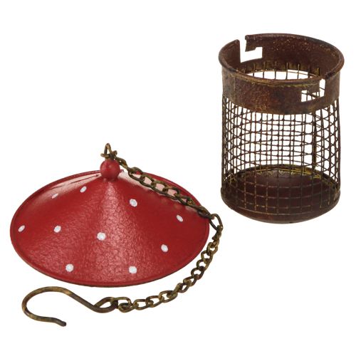 Article Station d&#39;alimentation oiseaux mouche agaric métal à suspendre 14cm 2pcs