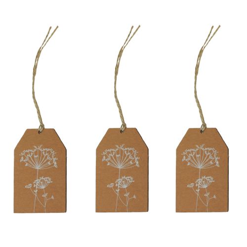 Floristik24 Étiquettes cadeaux en papier fleurs marron 8×5cm 24 pcs