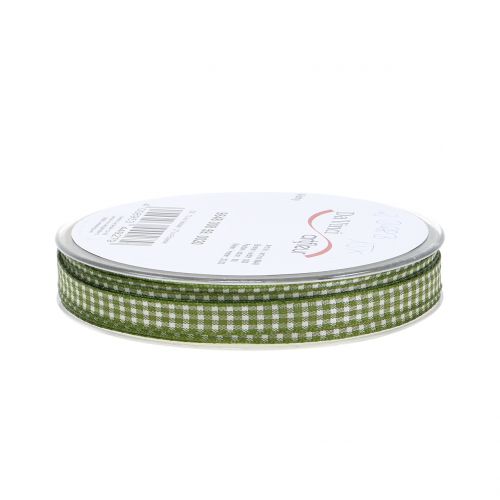 Article Ruban cadeau carreaux vert 8mm 20m