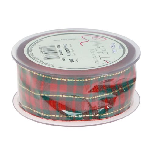 Article Ruban cadeau ruban décoratif à carreaux écossais rouge vert 40mm 15m