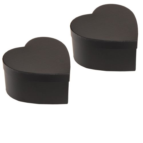 Article Coffret cadeau coeur boîte en papier noir 18×18cm H10cm 2pcs