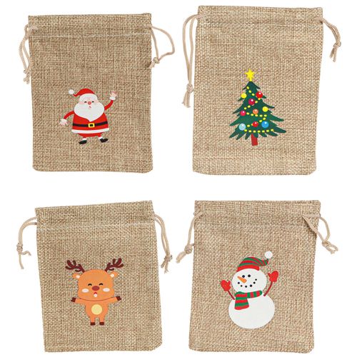 Article Sac cadeau Sachet pour Noël Aspect jute 10×13cm 8pcs