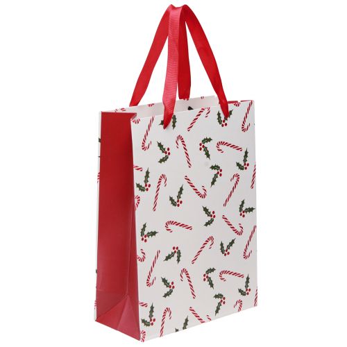 Floristik24 Sac cadeau de Noël avec poignées rouge blanc 24×18×8cm 4pcs