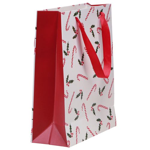 Article Sac cadeau de Noël avec poignées rouge blanc 24×18×8cm 4pcs