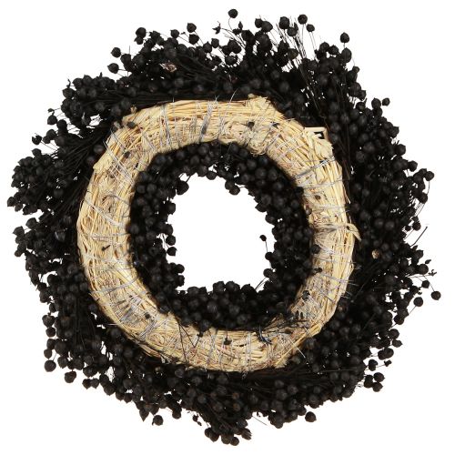 Article Couronne de lin séchée fleurs séchées noir Ø25cm