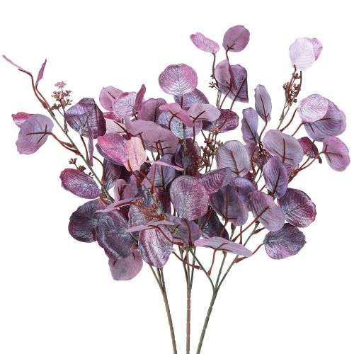 Floristik24 Glamour branche d&#39;eucalyptus eucalyptus artificiel violet 65cm 3pcs