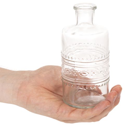 Article Lot de 6 vases cylindriques en verre transparent avec motif, 15 cm
