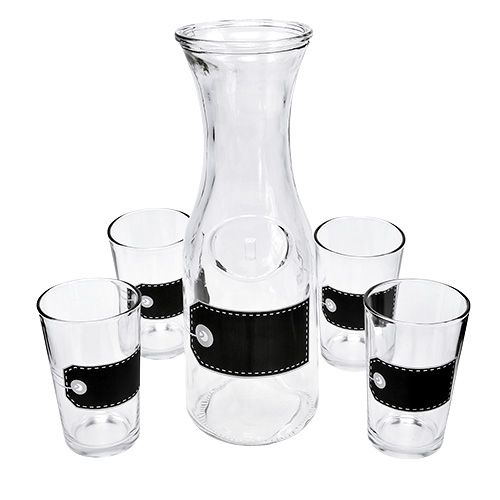 Article Carafe en verre H27cm avec 4 verres H11cm