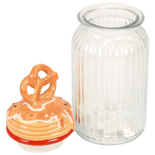 Article Pot à biscuits en verre bonbonnière avec couvercle bretzel Ø11cm H28.5cm