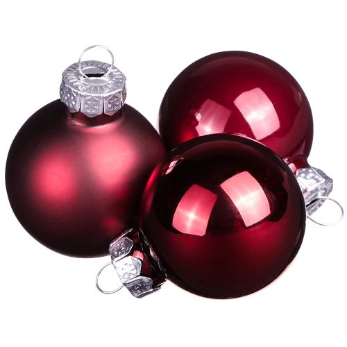 Boules en verre Noël en mélange Bordeaux Ø3cm 22 pcs