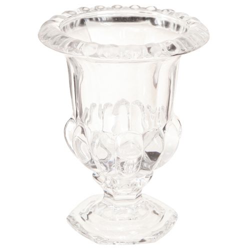 Floristik24 Vase en verre petit vase avec pied clair rétro Ø11cm H14cm