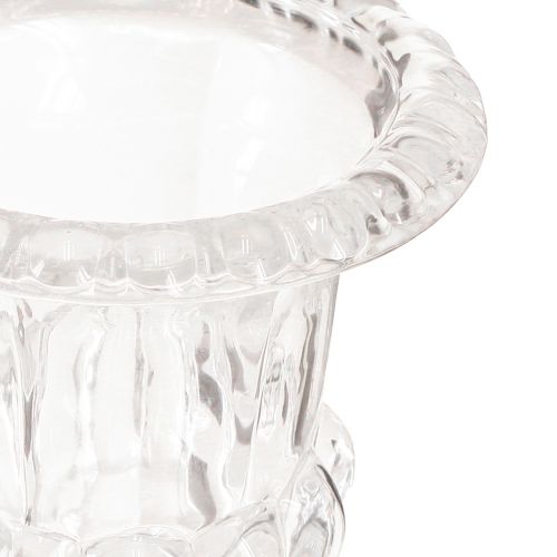 Article Vase en verre petit vase avec pied clair rétro Ø11cm H14cm